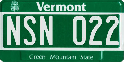 VT license plate NSN022