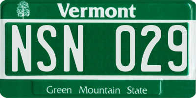 VT license plate NSN029