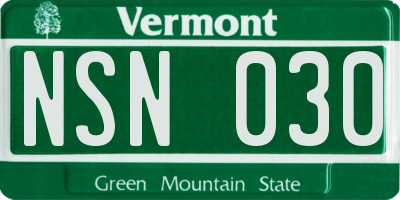 VT license plate NSN030