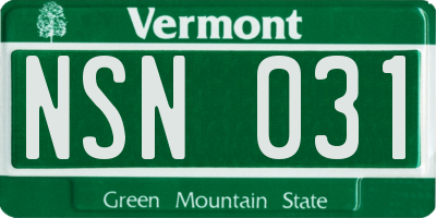 VT license plate NSN031