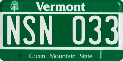 VT license plate NSN033