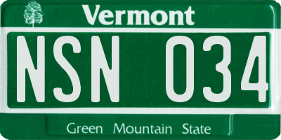 VT license plate NSN034