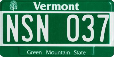 VT license plate NSN037