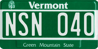 VT license plate NSN040