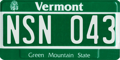 VT license plate NSN043