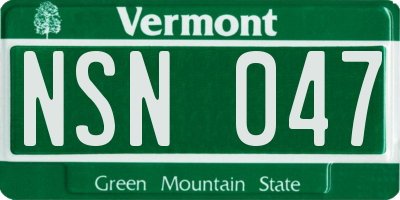 VT license plate NSN047