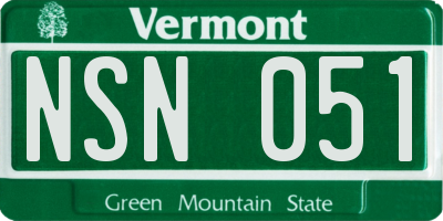 VT license plate NSN051