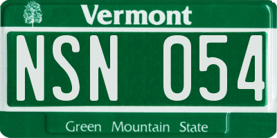 VT license plate NSN054