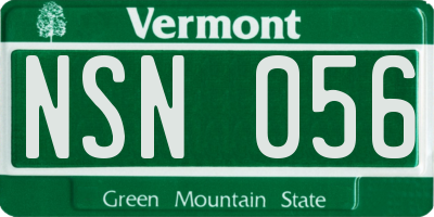 VT license plate NSN056