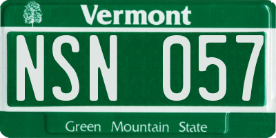 VT license plate NSN057