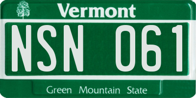 VT license plate NSN061