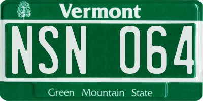 VT license plate NSN064
