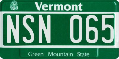 VT license plate NSN065