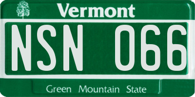 VT license plate NSN066