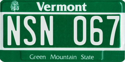 VT license plate NSN067