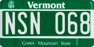 VT license plate NSN068