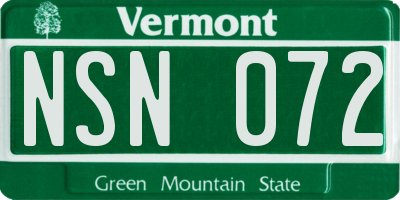 VT license plate NSN072