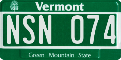 VT license plate NSN074