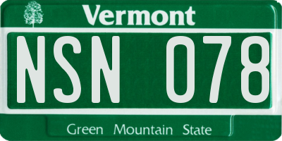 VT license plate NSN078