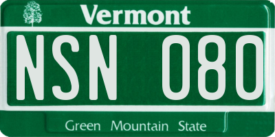 VT license plate NSN080