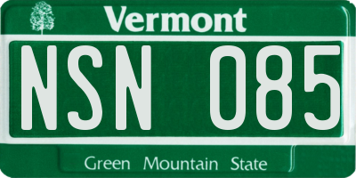 VT license plate NSN085