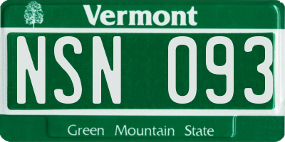 VT license plate NSN093