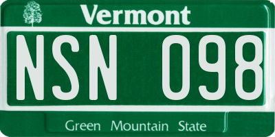 VT license plate NSN098