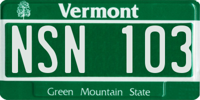 VT license plate NSN103