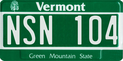 VT license plate NSN104