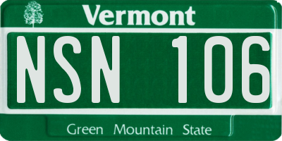 VT license plate NSN106