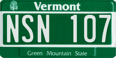 VT license plate NSN107