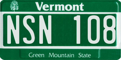 VT license plate NSN108