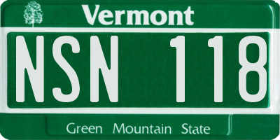VT license plate NSN118