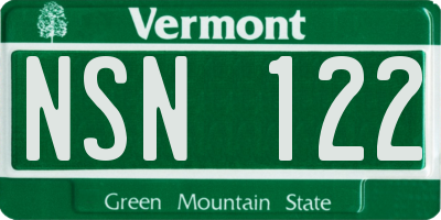VT license plate NSN122