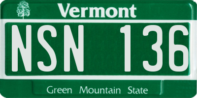 VT license plate NSN136