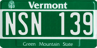 VT license plate NSN139