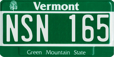 VT license plate NSN165