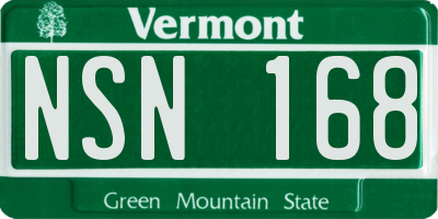VT license plate NSN168