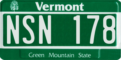 VT license plate NSN178