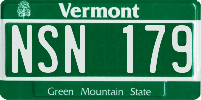 VT license plate NSN179