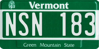 VT license plate NSN183