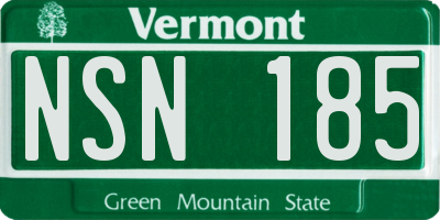 VT license plate NSN185