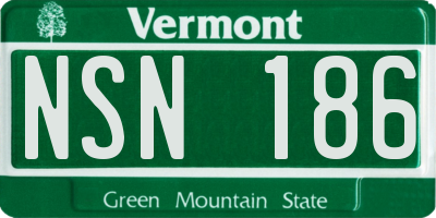 VT license plate NSN186
