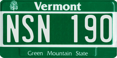 VT license plate NSN190