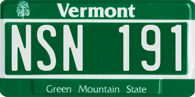 VT license plate NSN191