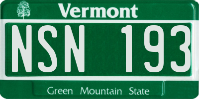 VT license plate NSN193