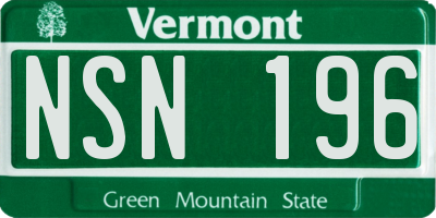 VT license plate NSN196