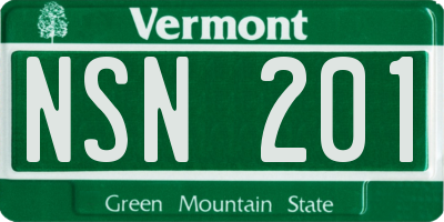 VT license plate NSN201