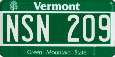 VT license plate NSN209