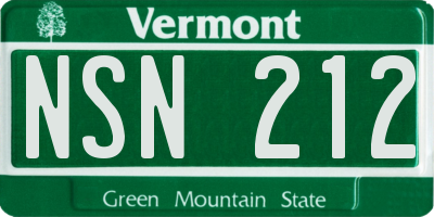 VT license plate NSN212